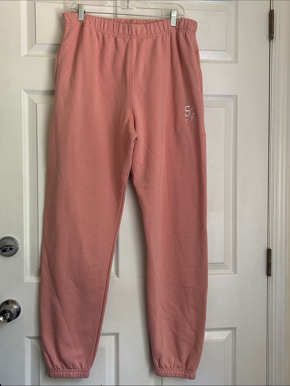 SINCLAIR Pink Sweatpants Elastic Waist and Cuffs Cotton Blend SG Logo Size XL